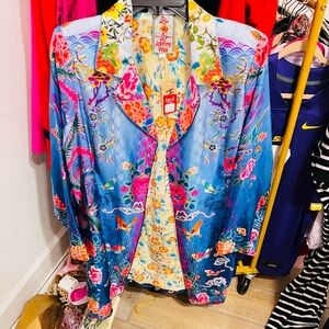 Johnny Was Women's Vibrant Floral Blazer - Blue and Pink